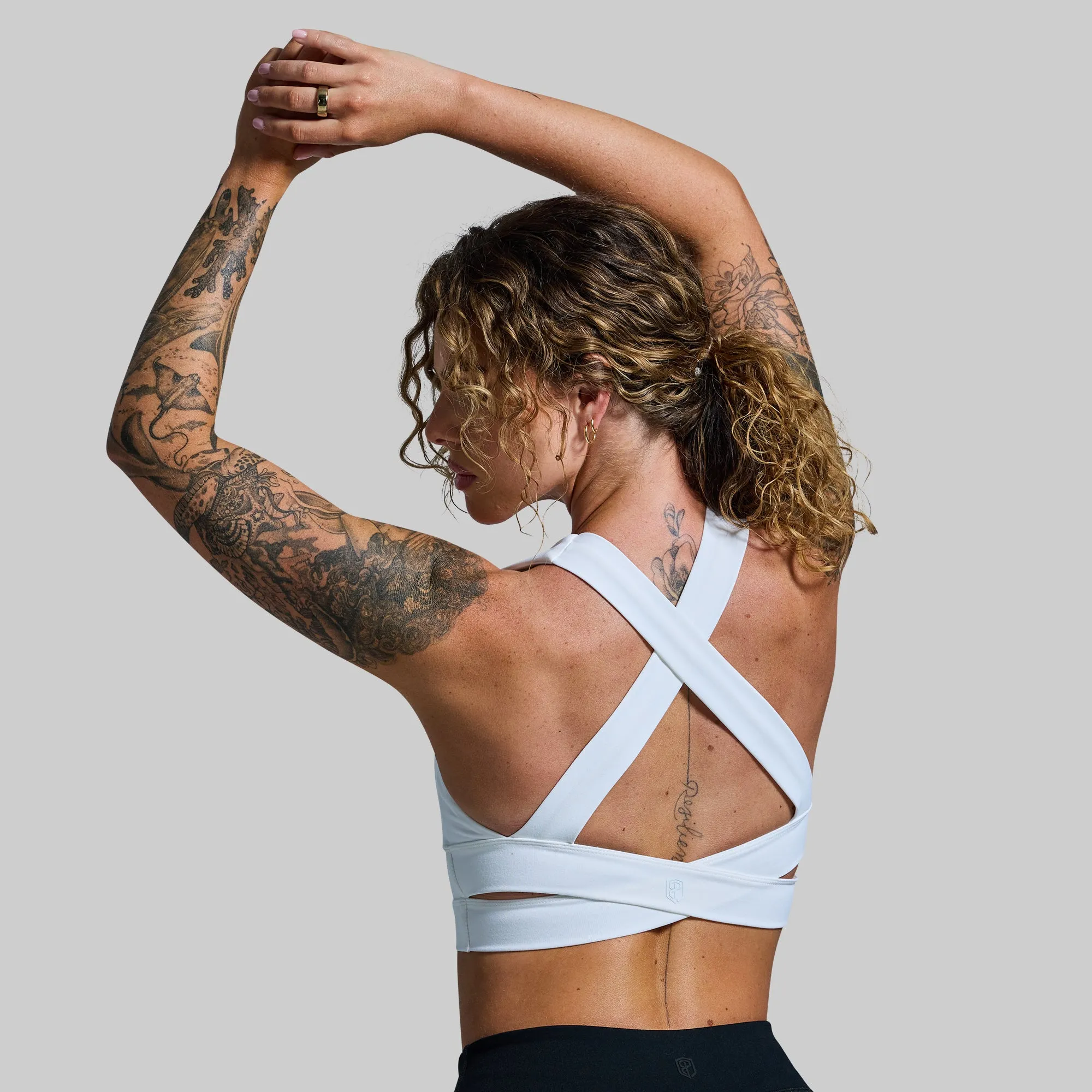 Double Cross Sports Bra (White)