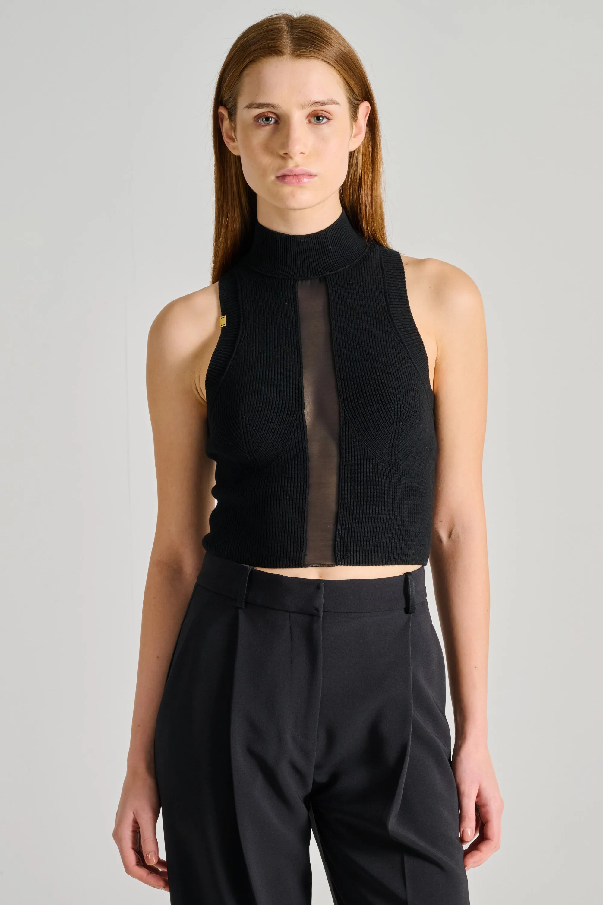 Elisabetta Franchi Top Tricot Nero Donna