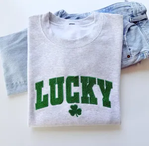 Embroidered Glitter Lucky St. Patrick's Day Sweatshirt