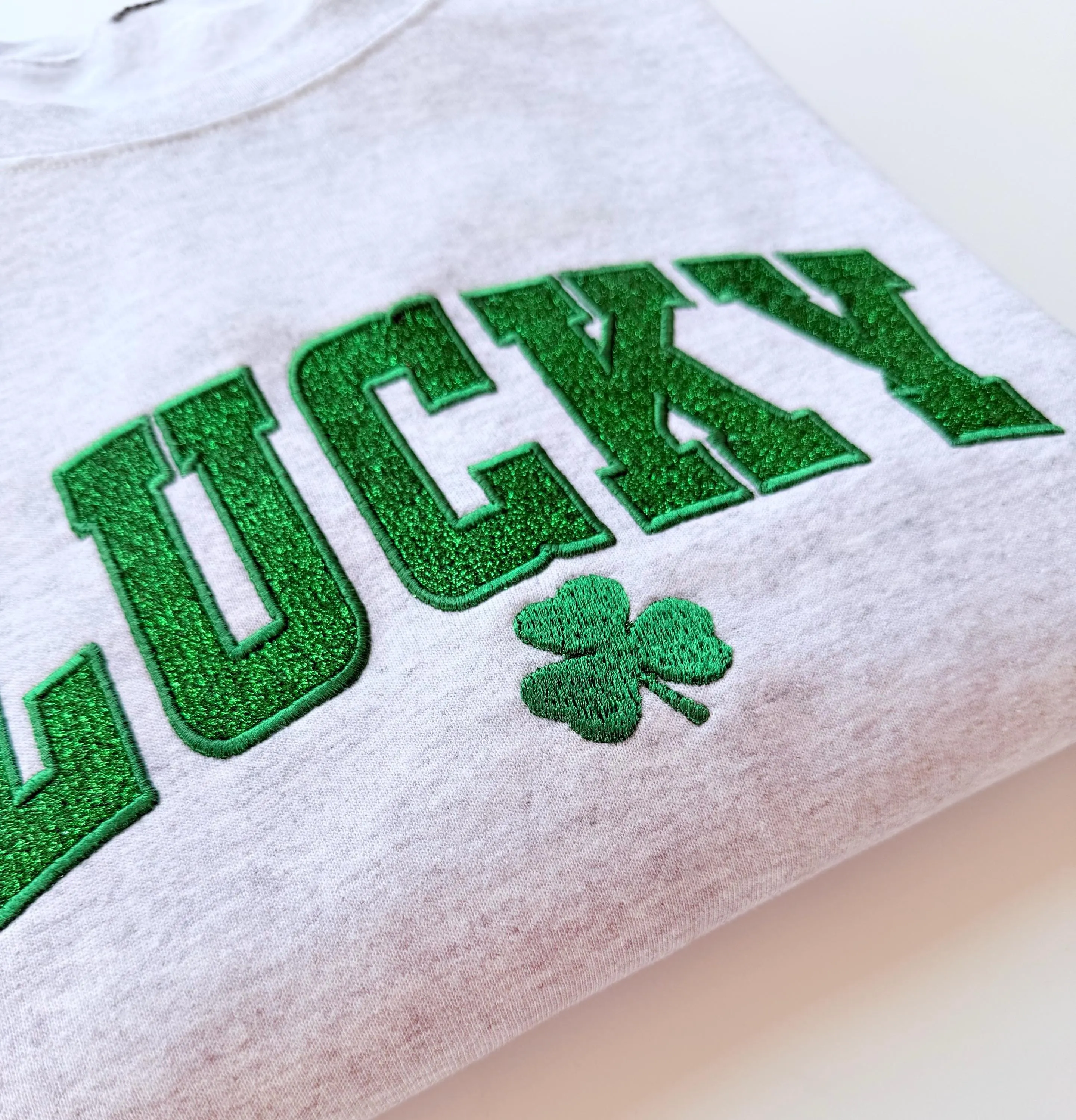 Embroidered Glitter Lucky St. Patrick's Day Sweatshirt