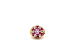ESTATE RETRO ERA 18KT RUBY & DIAMOND RING
