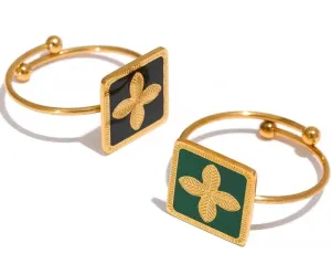 Exquisite Enamel Flowers Ring