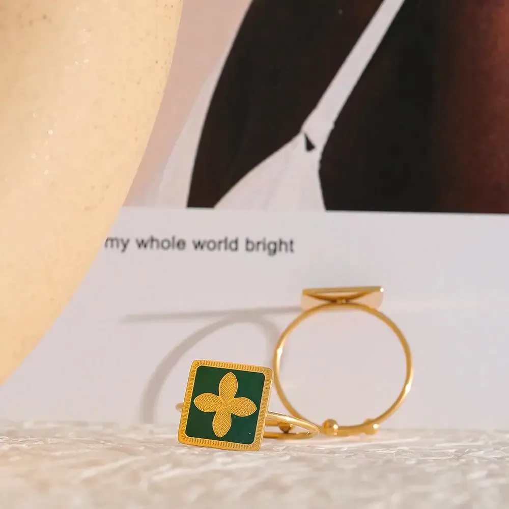 Exquisite Enamel Flowers Ring