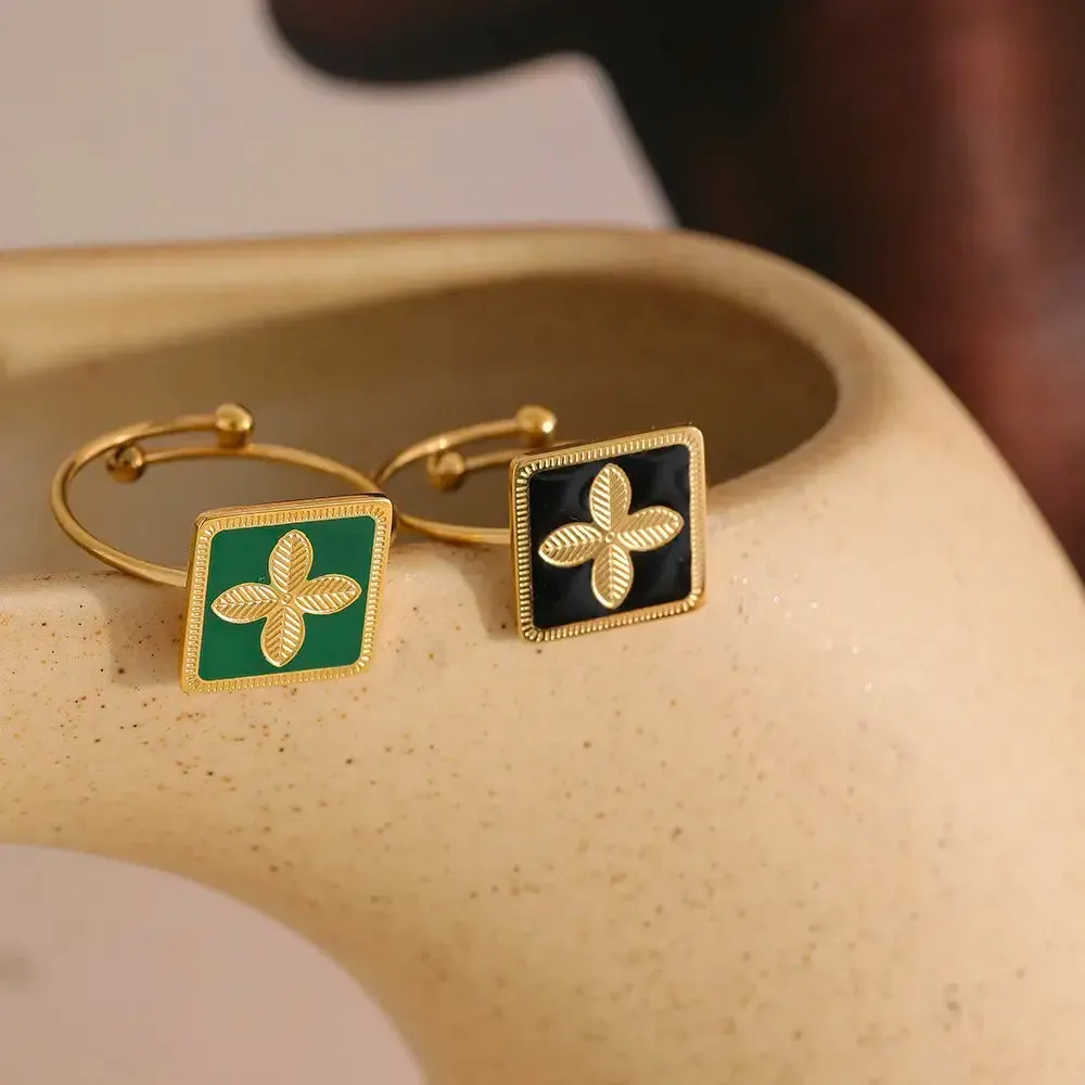 Exquisite Enamel Flowers Ring