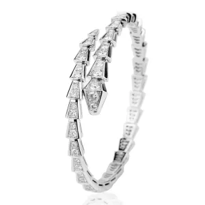 Exquisite Round Cut Diamond Snake Bangle