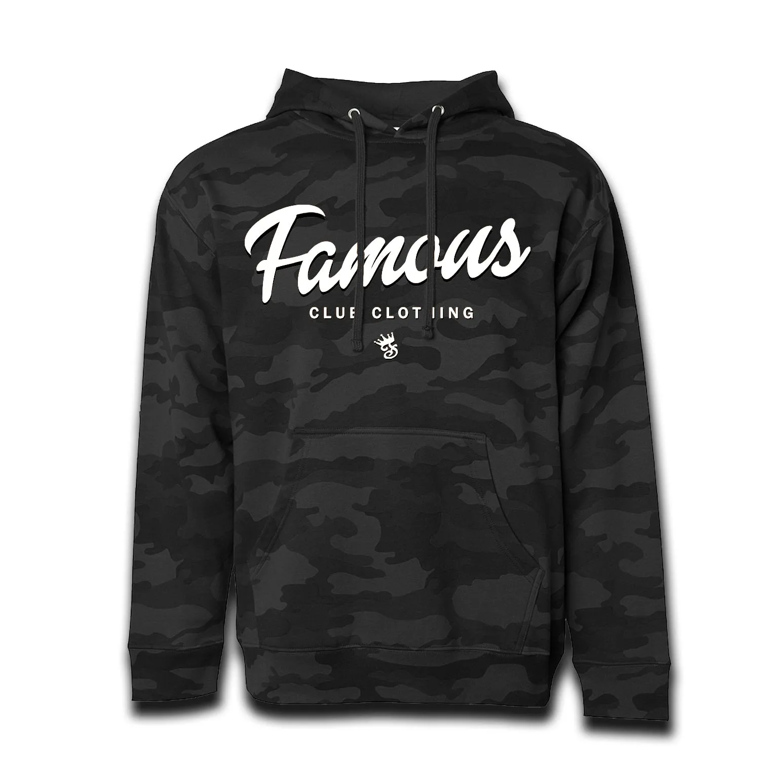 FAMOUS SCRIPT BLACK CAMO MIX HOODIE