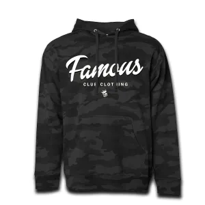 FAMOUS SCRIPT BLACK CAMO MIX HOODIE