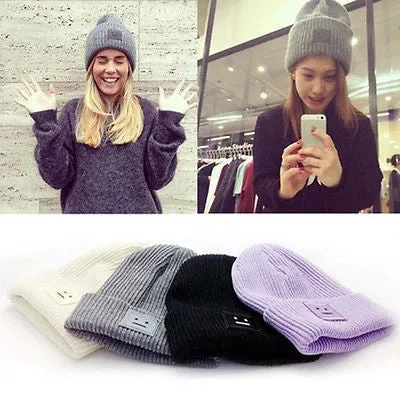 Fashion Casual Cute Hats Purple & Green Smile Wool Women Hats & Caps For Winter Chapeus