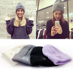 Fashion Casual Cute Hats Purple & Green Smile Wool Women Hats & Caps For Winter Chapeus