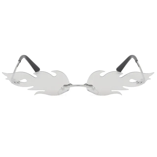 Fashion Fire Flame Sunglasses Rimless Wave Sun Glasses