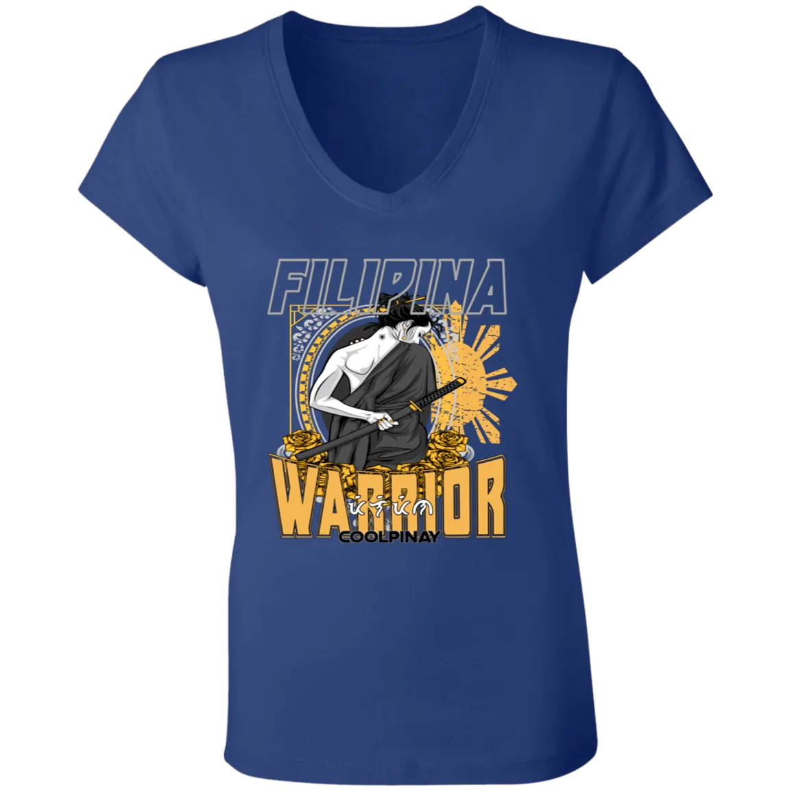 Filipina Warrior Samurai Ladies' Jersey V-Neck T-Shirt