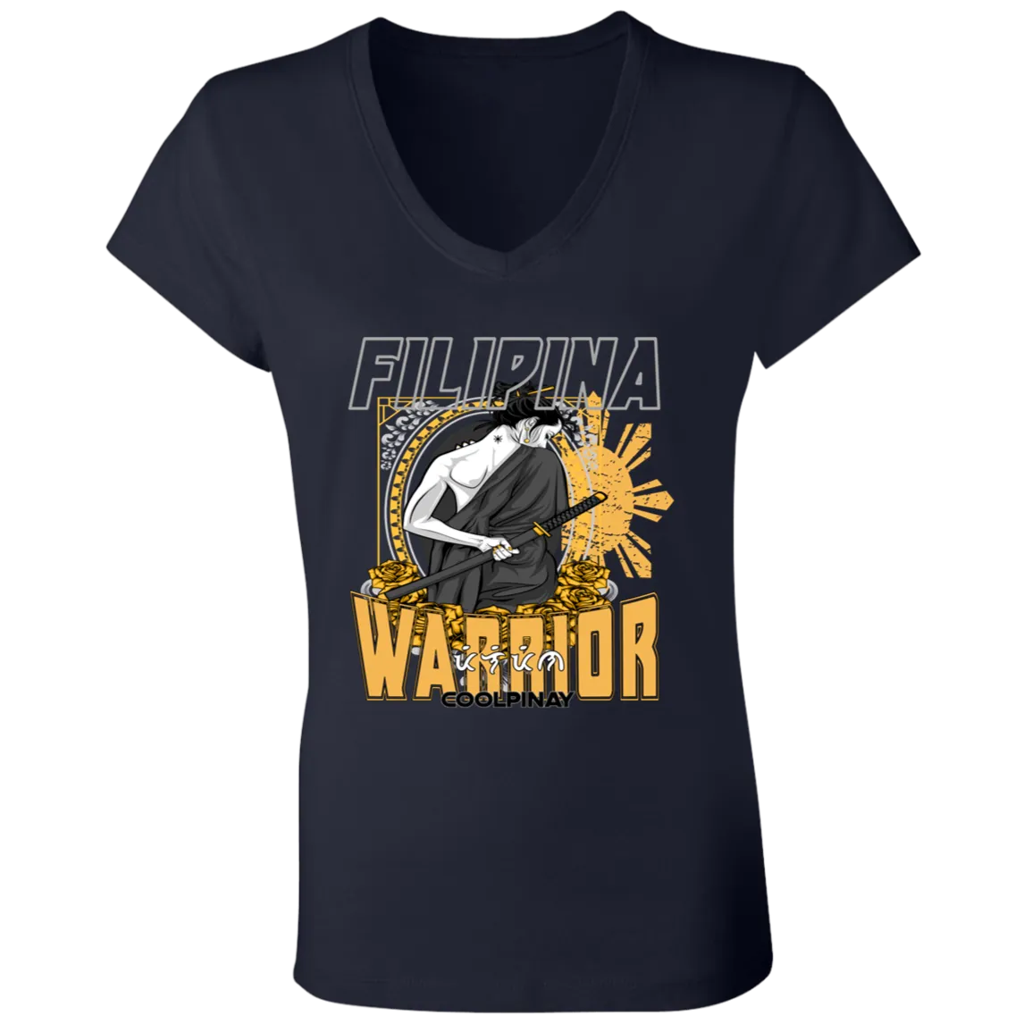 Filipina Warrior Samurai Ladies' Jersey V-Neck T-Shirt