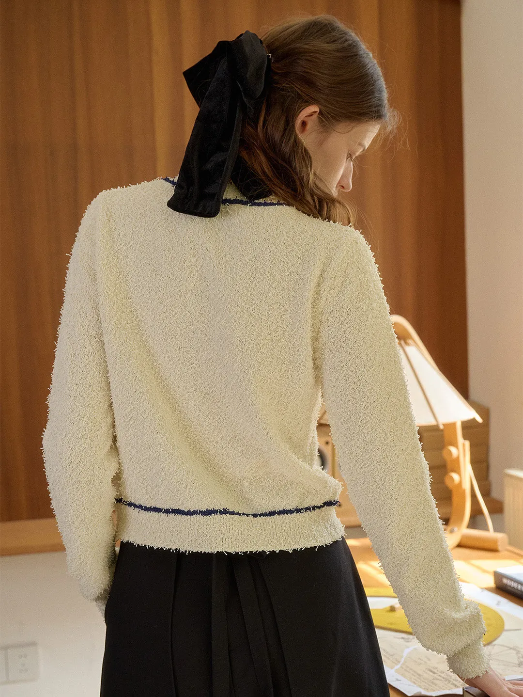 【Final Sale】Beatrix Round Neck Contrasting Cardigan