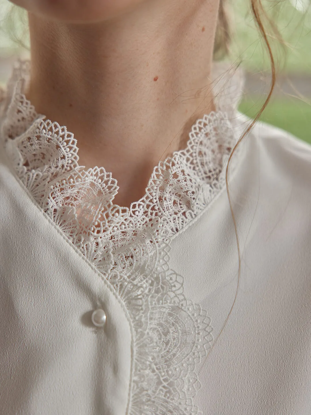 【Final Sale】Hanna Puff Sleeve White Lace Blouse