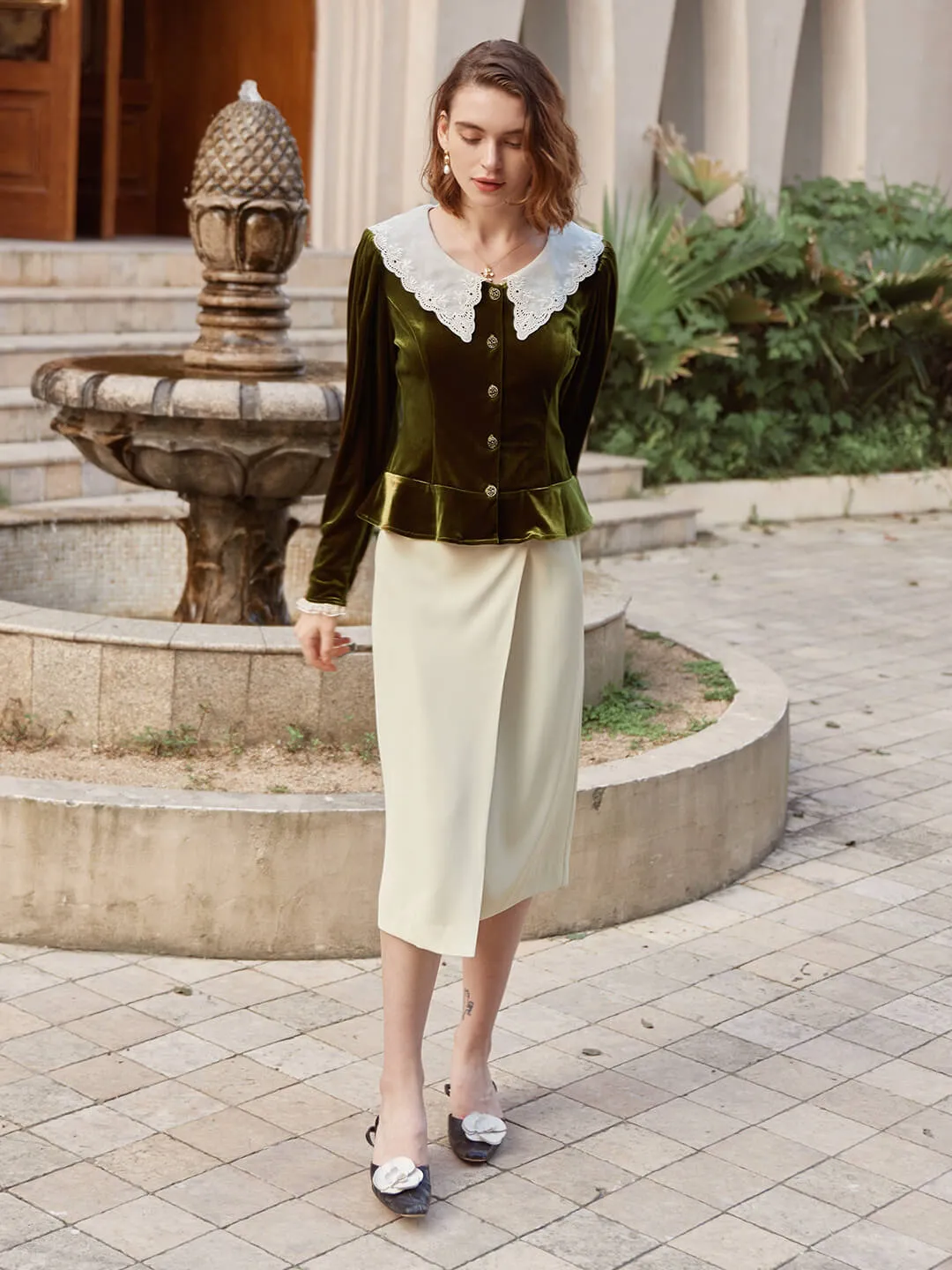 【Flash Sale】Giselle Midi Skirt-Apricot Green
