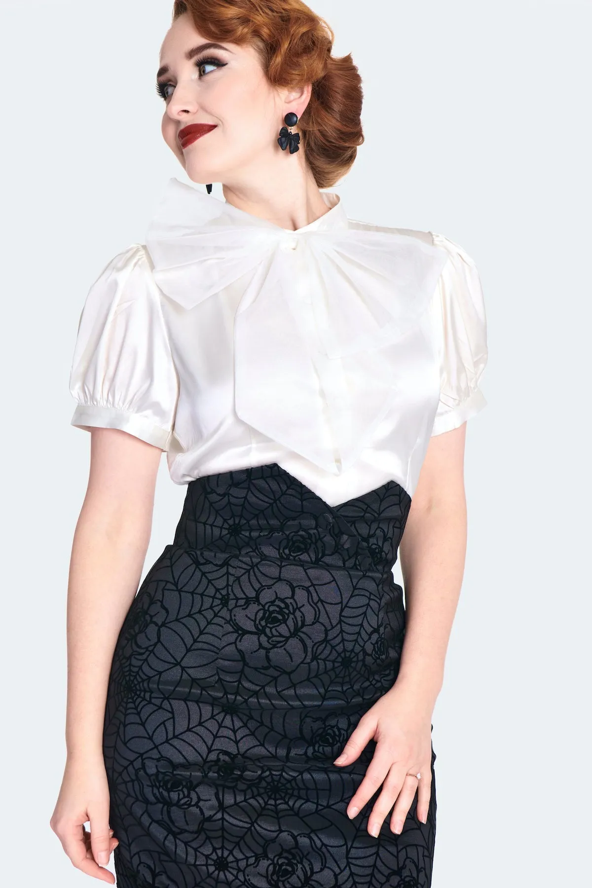 Floral Spiderweb Flocked Skirt