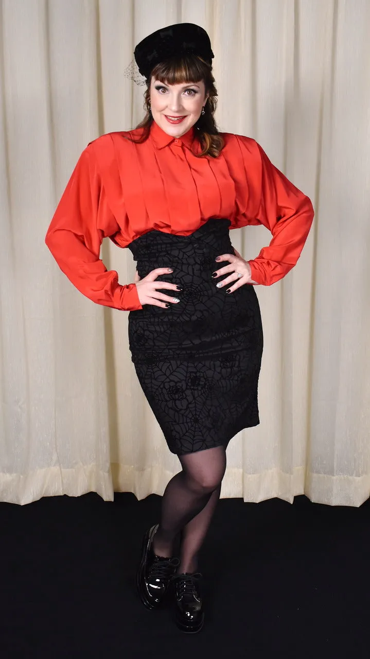 Floral Spiderweb Flocked Skirt
