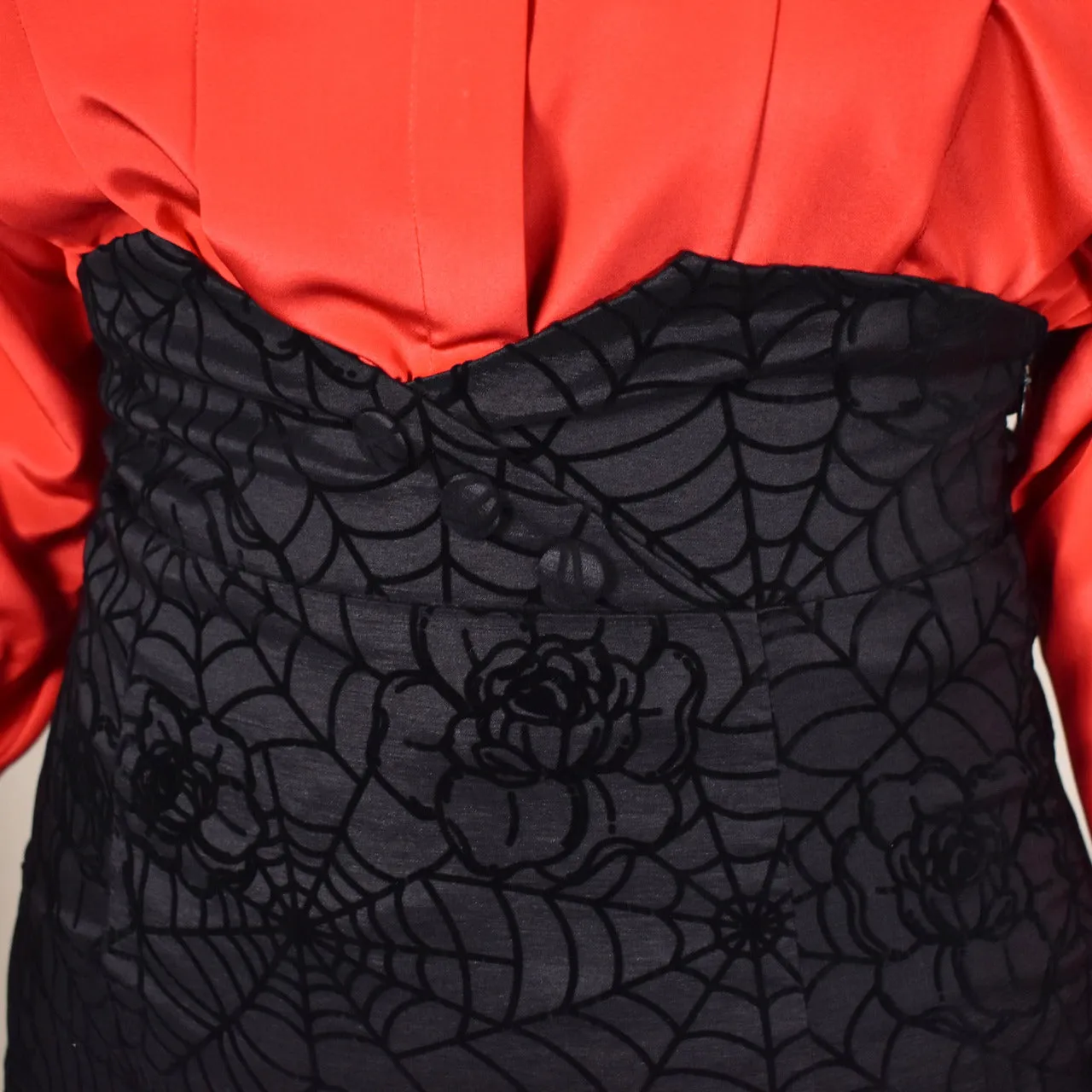 Floral Spiderweb Flocked Skirt