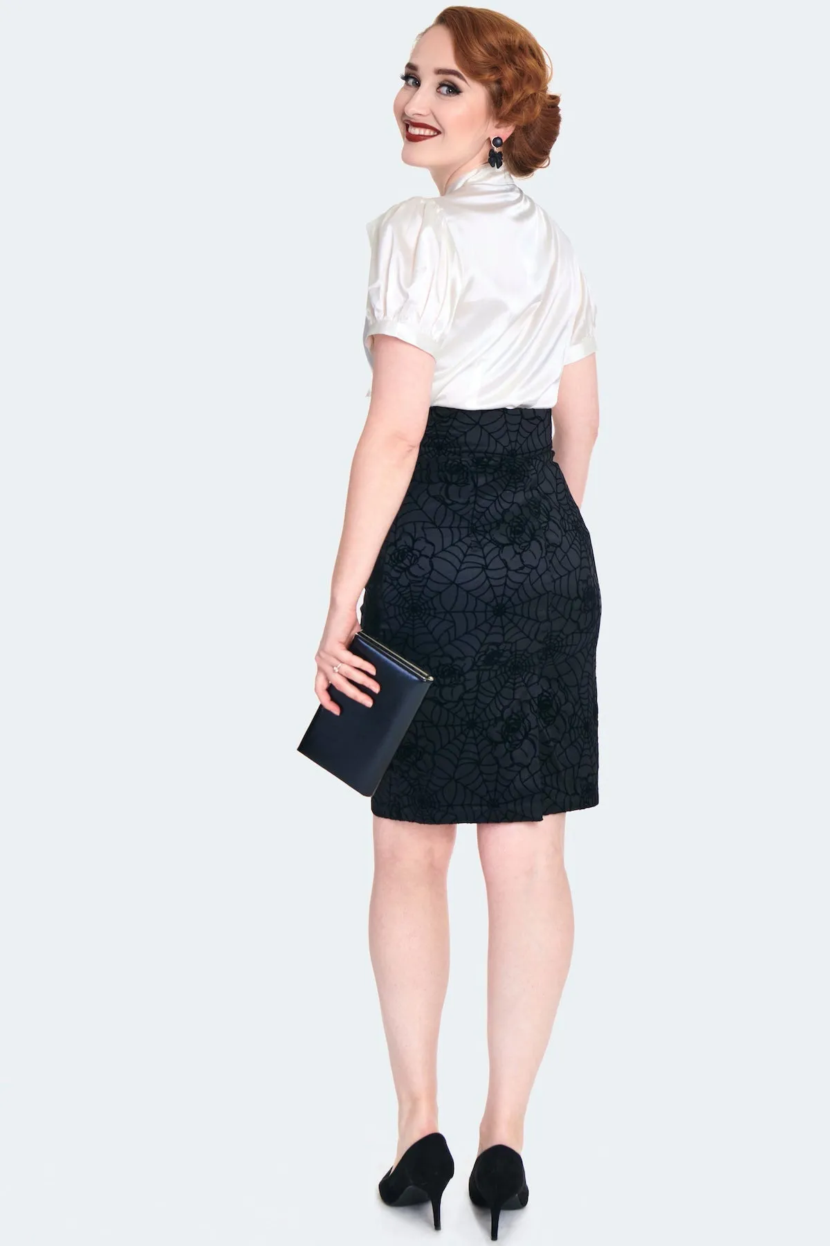 Floral Spiderweb Flocked Skirt