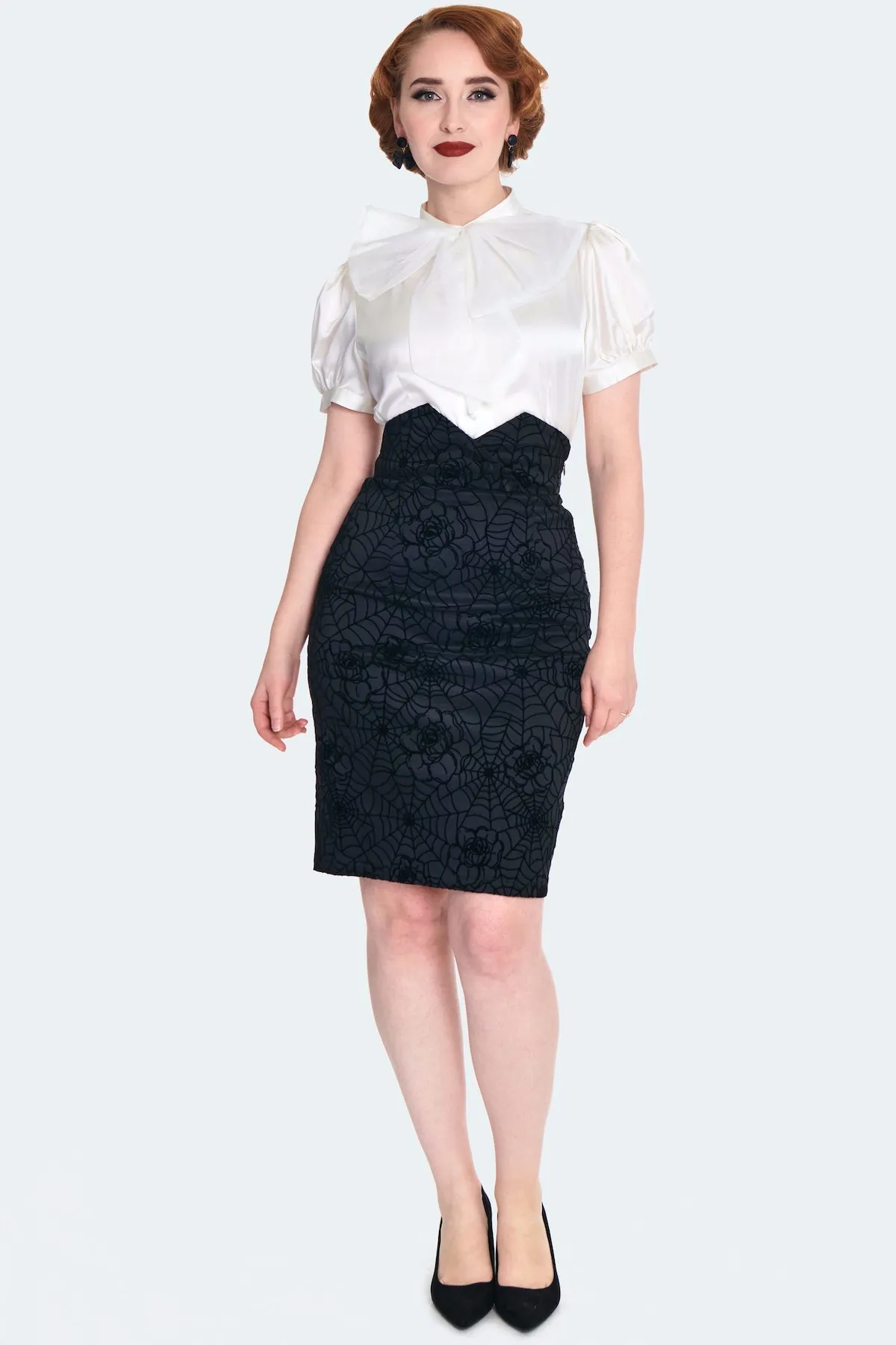 Floral Spiderweb Flocked Skirt