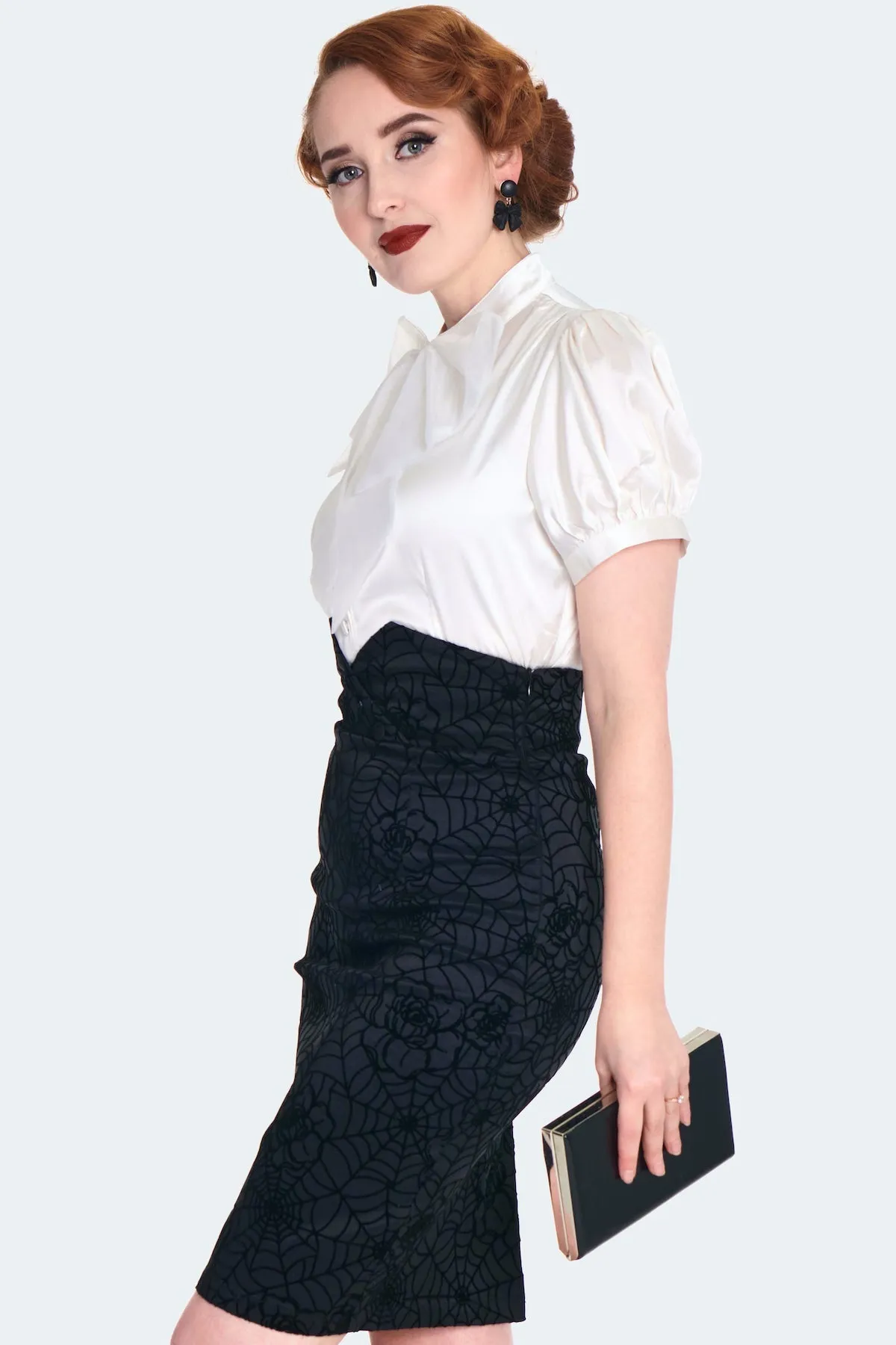 Floral Spiderweb Flocked Skirt