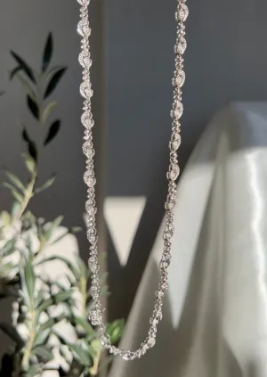 French Ornament Natural Diamonds White Gold Chain Necklace
