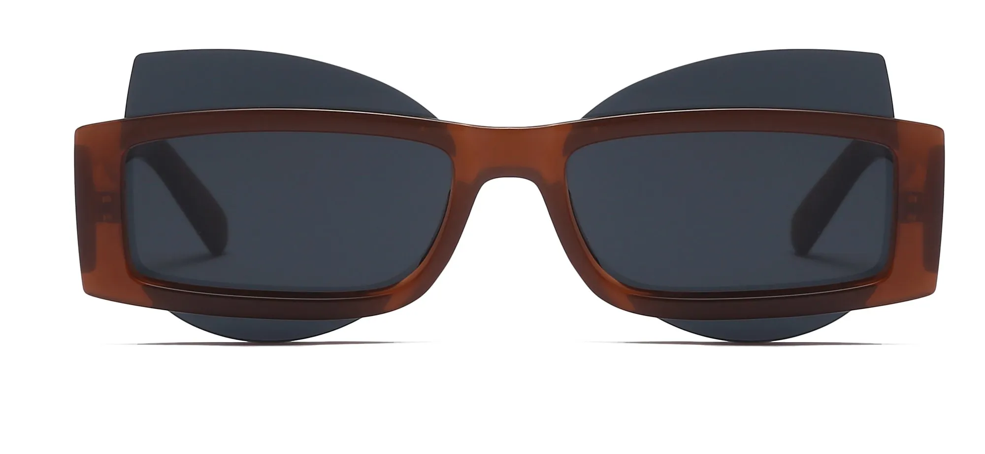 FUTURISTIC FASHION RECTANGULAR CAT EYE GEOMETRIC SUNGLASSE