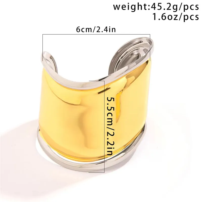 Futuristic Gothic Irregular Metal Cuff Bangles for Women