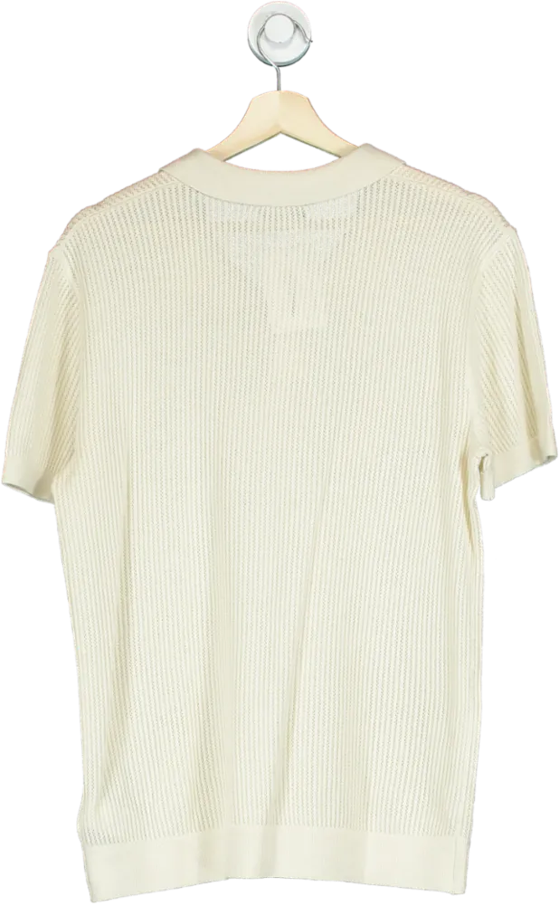 GAP Cream Short Sleeve Knitted Polo Shirt UK S