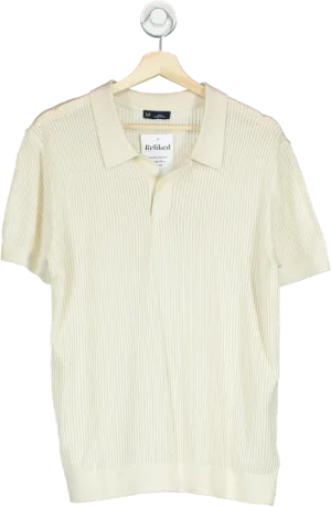 GAP Cream Short Sleeve Knitted Polo Shirt UK S