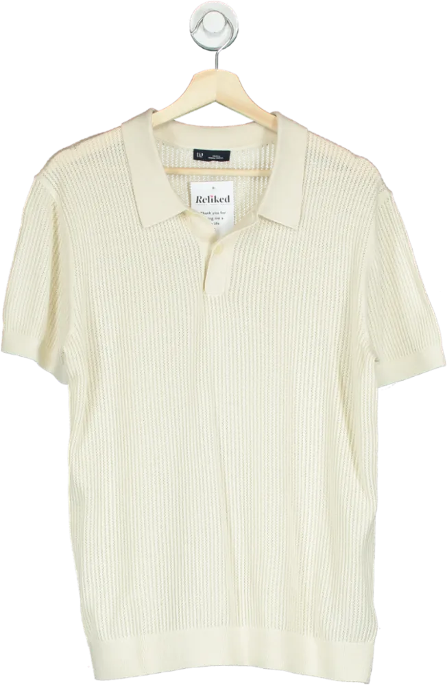 GAP Cream Short Sleeve Knitted Polo Shirt UK S