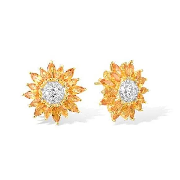 Gorgeous Created Diamond Sun Flower Jewelry Set