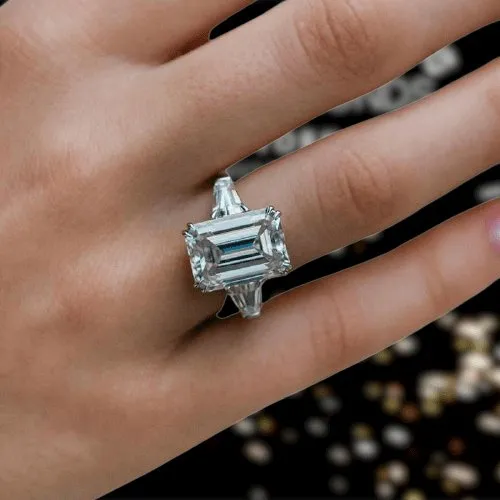 Gorgeous Emerald Cut Three Stone Engagement Ring