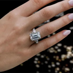 Gorgeous Emerald Cut Three Stone Engagement Ring