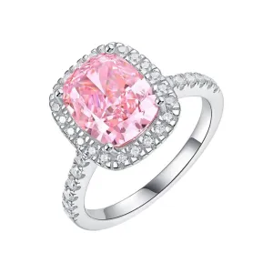 Gorgeous Halo Cushion Cut Pink Sapphire Engagement Ring