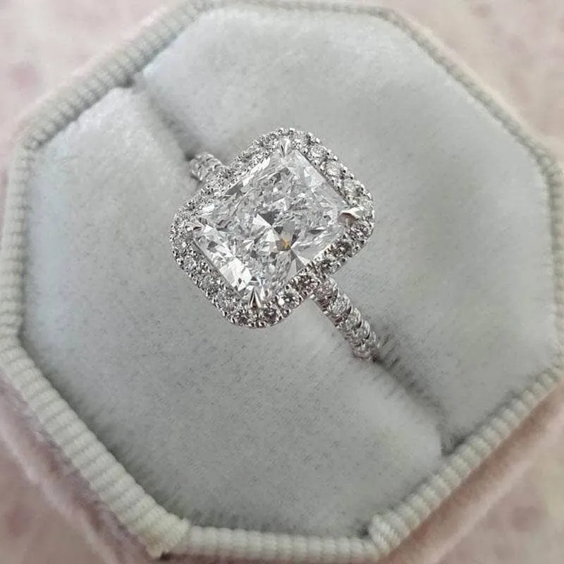 Gorgeous Halo Radiant Cut 3PC Wedding Ring Set