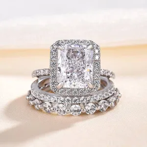 Gorgeous Halo Radiant Cut 3PC Wedding Ring Set