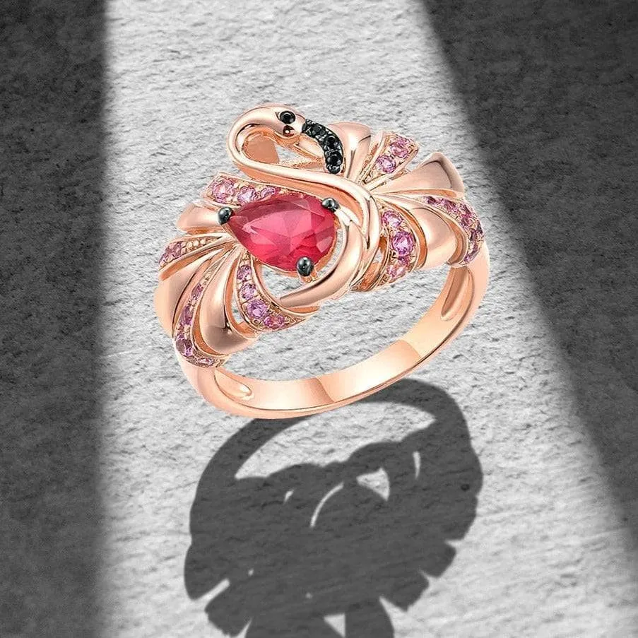 Gorgeous Rose Gold Flamingo Ring