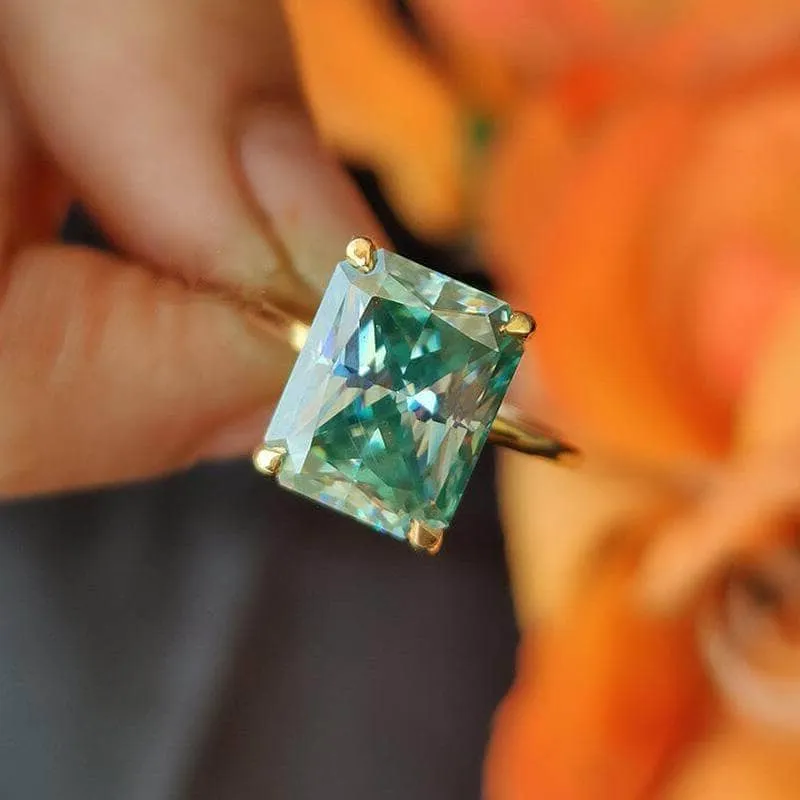 Gorgeous Yellow Gold Radiant Cut Paraiba Tourmaline Engagement Ring