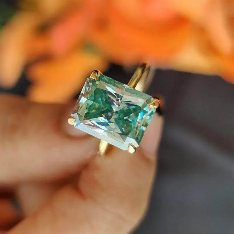 Gorgeous Yellow Gold Radiant Cut Paraiba Tourmaline Engagement Ring