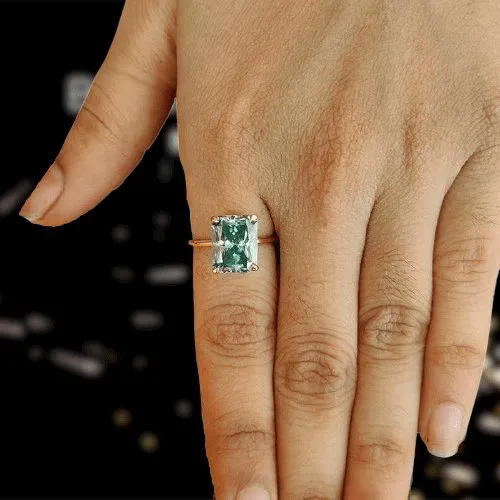 Gorgeous Yellow Gold Radiant Cut Paraiba Tourmaline Engagement Ring