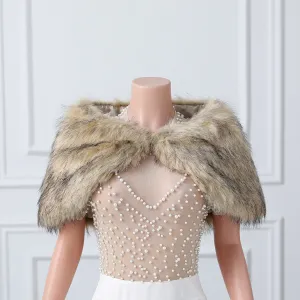 Gray with Brown Floral Winter Wedding Wraps