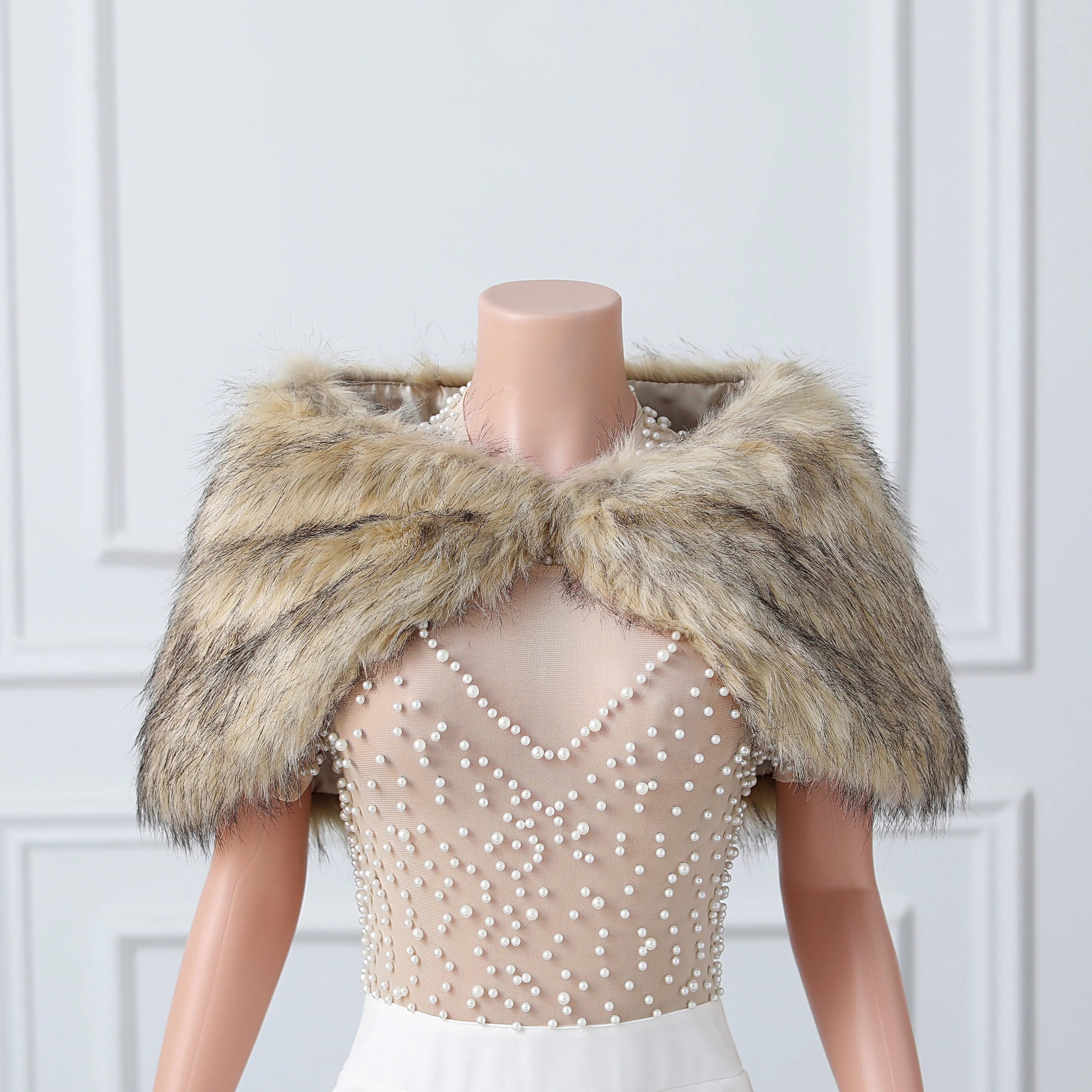 Gray with Brown Floral Winter Wedding Wraps