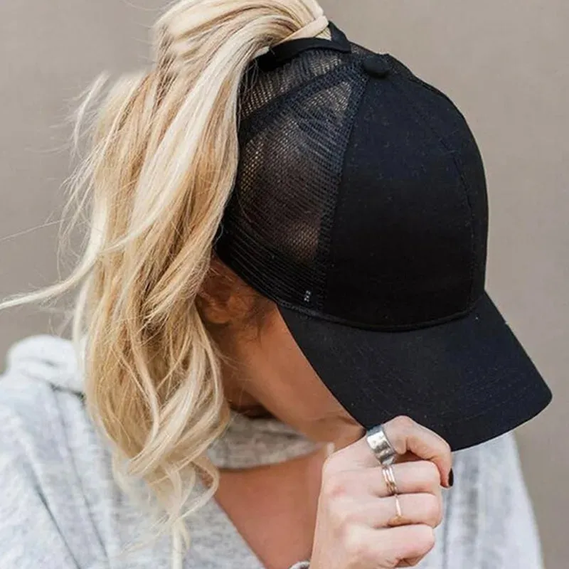 High Ponytail Baseball Cap for Women Summer Sun Hat Running Snapback Hat Messy High Bun CasualWomen's Mesh Caps Female