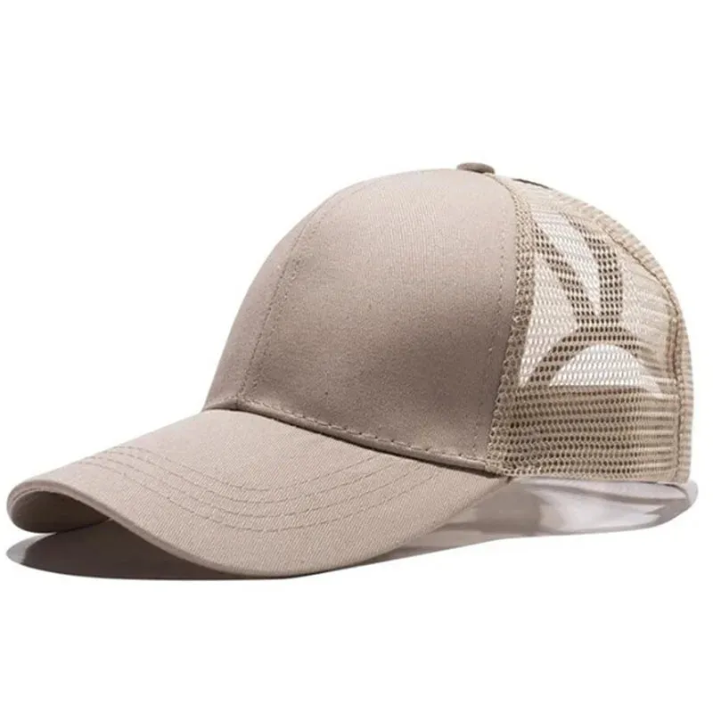 High Ponytail Baseball Cap for Women Summer Sun Hat Running Snapback Hat Messy High Bun CasualWomen's Mesh Caps Female
