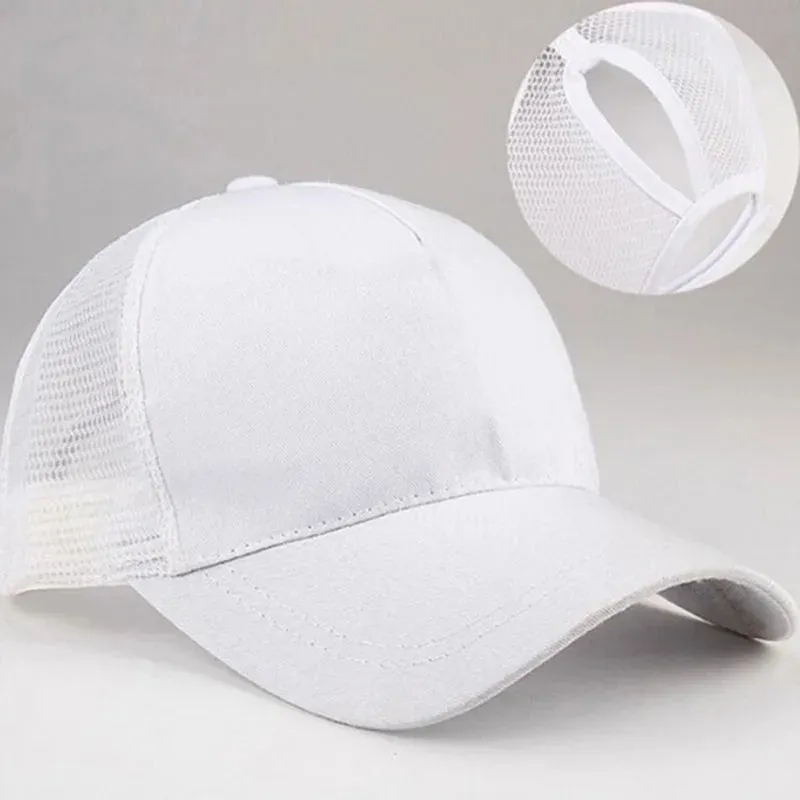 High Ponytail Baseball Cap for Women Summer Sun Hat Running Snapback Hat Messy High Bun CasualWomen's Mesh Caps Female