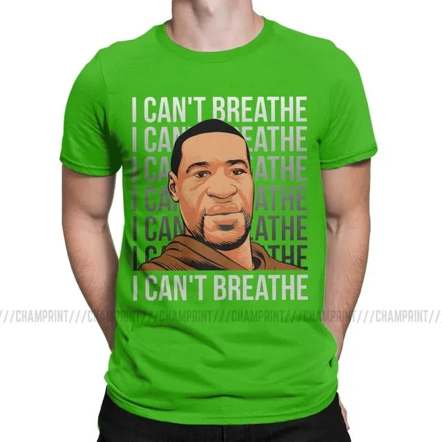 I Can't Breathe Men's T Shirts George Floyd Black Lives Matter Hipster Tees Short Sleeve T-Shirt Graphic Printed Clothes