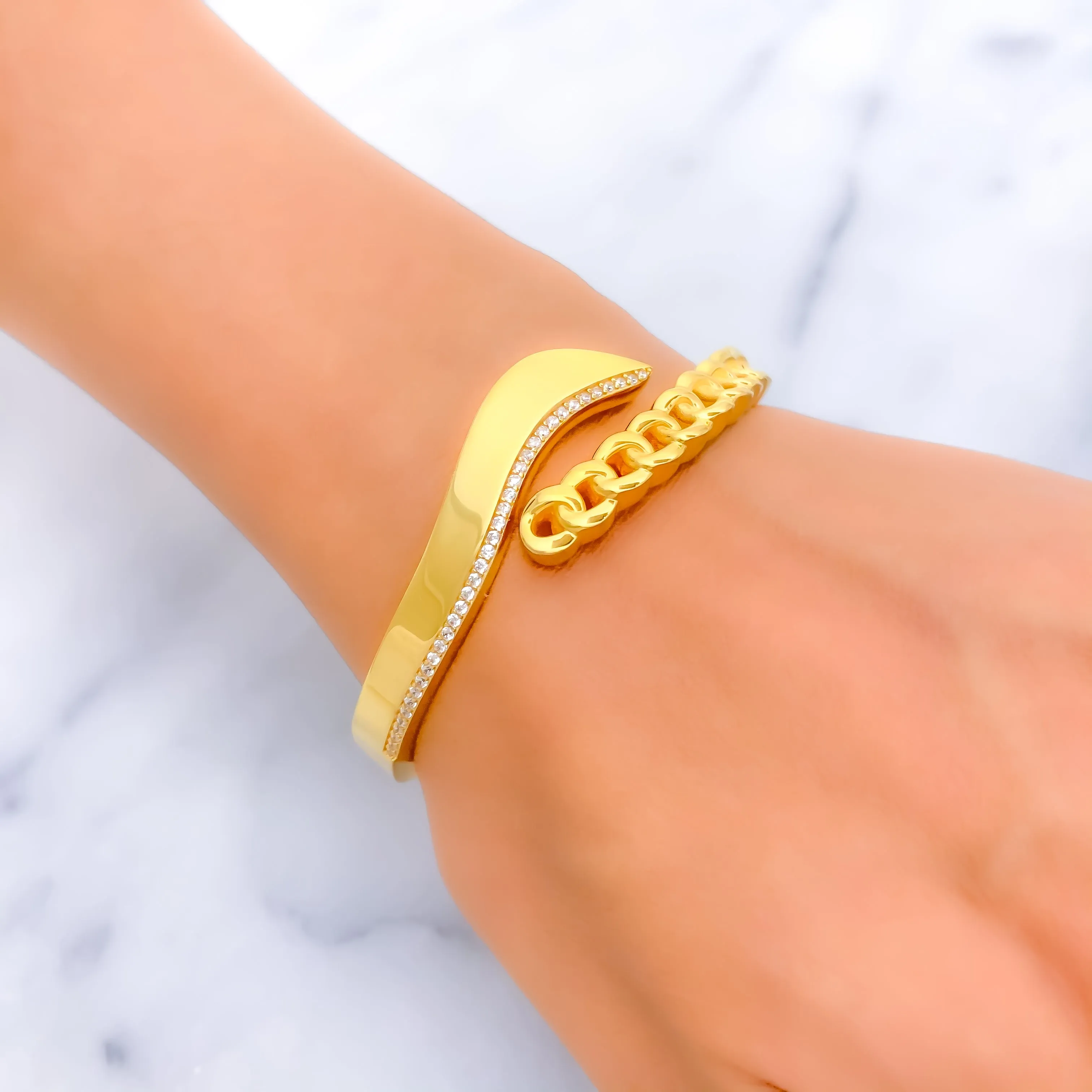 Iconic Gorgeous 21k Gold CZ Bangle Bracelet