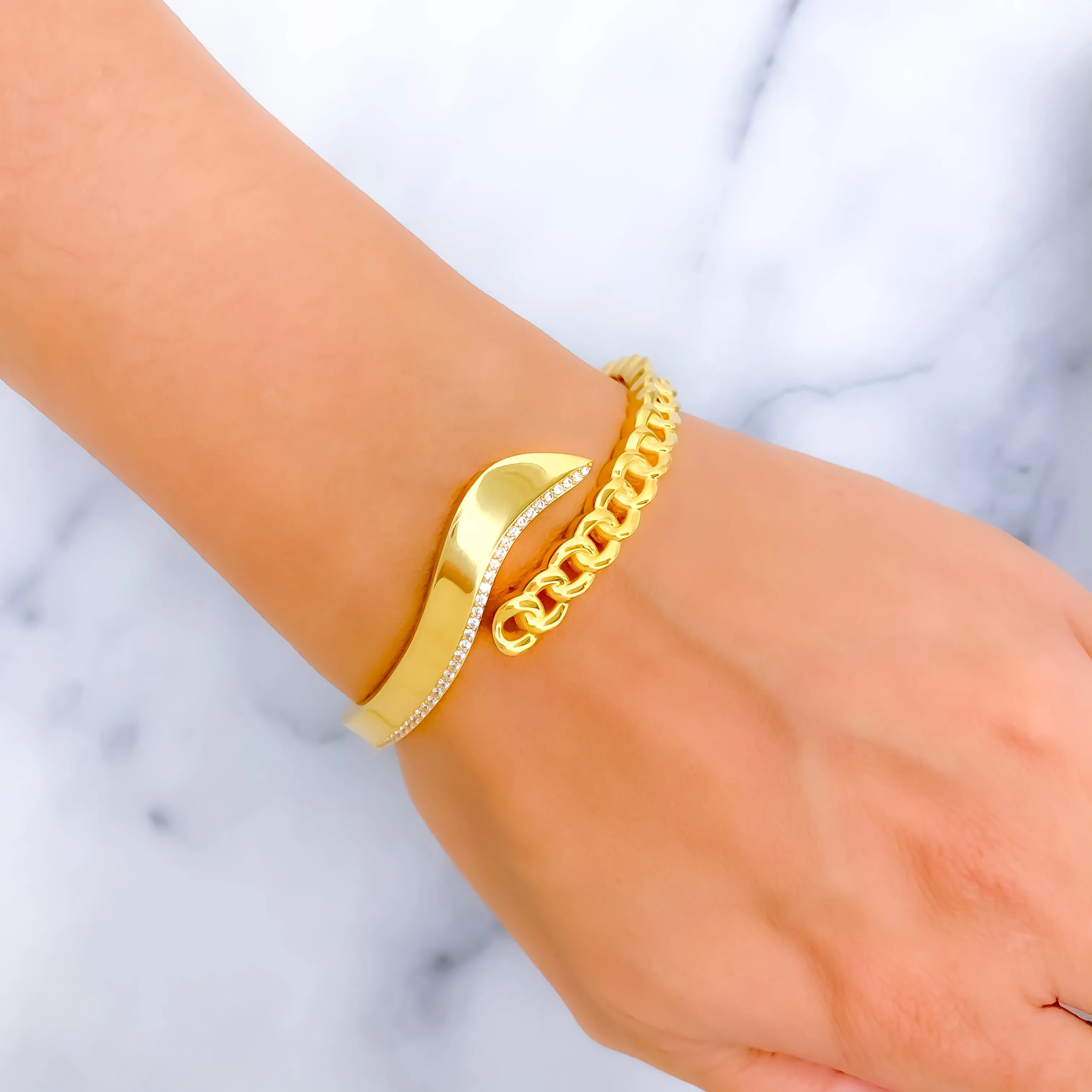 Iconic Gorgeous 21k Gold CZ Bangle Bracelet