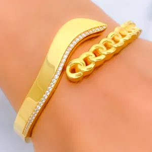 Iconic Gorgeous 21k Gold CZ Bangle Bracelet